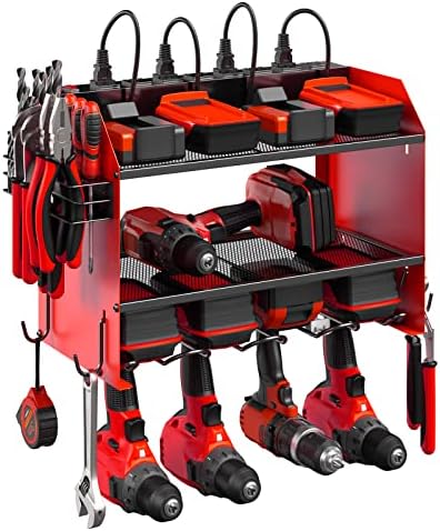 CCCEI Wall Mount Modular Tool Charging Organizer, Red, 1 Pack, 3 Tier. by CCCEI