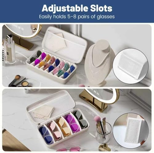 Travel Sunglasses Organizer​,​ Hard Shell​ Sunglass Case Adjustable Slots for Multiple ​Sunglass Eyeglass Case - Image 3