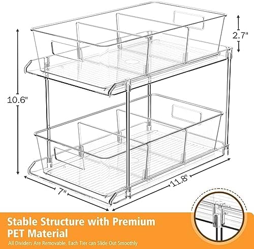 Fabspace Bathroom Under Sink Organizers and Storage, 2 Tier, 3 Packs - Image 2