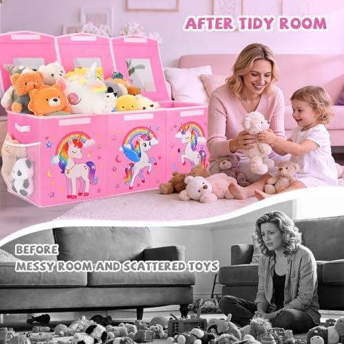 Livole Large Toy Box Collapsible Kids Toy Chest Bins with Lid & Divider - Image 6