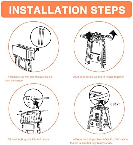 ACKO 16 Inch 6 Pack Folding Step Stool, Safety Lock, Holds 400 lbs, Gray - Image 2