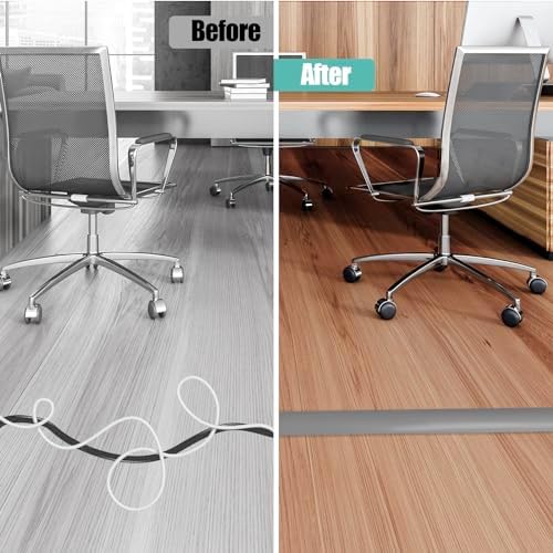 Floor Cord Cover Self Adhesive Cord Hider,10FT Cable Management, Extension Strip Protector for Wires, Prevent Cable Trips for Offices, Gyms, Exhibitions Cavity:0.51"(W) x 0.3"(H) Gray - Image 5