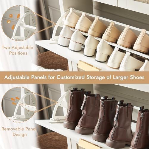 HOKYHOKY Rattan Shoe Storage Cabinet with 2 Drawers & 2 Flip Drawers - Image 5