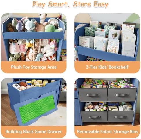 51.1" W Toy Storage Organizer with Stuffed Animal Storage, Wooden - Image 5