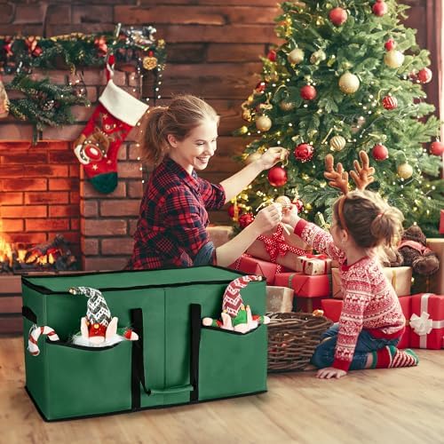Christmas Ornament Storage Box, Ornament Storage Organizer Fits 128 of 3 inch Ornament Balls, 8 Removable Tray Ornaments Storage Containers with Dividers to Store Xmas Holiday Decor(Green) - Image 2