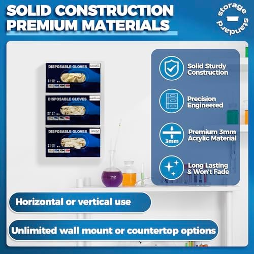 Storage Standard Triple Glove Box Holder Wall Mount Glove Dispenser - Disposable Glove Holder Wall Mount Glove Station for Medical Gloves, Multipurpose Kitchen Gloves Holder - 16.5 x 10 x 3.5 Inches - Image 5