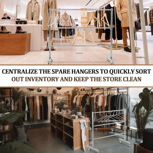 DoubleFill 3 Tier Hanger Organizer Stacker Clothes Hanger Holder Hold up 200 Wire Hangers, Stainless Steel Rack Stand Mobile Rack for Laundry Rooms Malls Boutiques 30" W x 15" D x 32 ½"h - Image 5