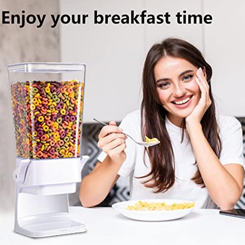 Cereal Dispenser Countertop with lids, 5L Organization and Storage Containers for Kitchen and pantry, Plastic Containers for food, Cereal, Rice, Beans, Grains, Nuts, Oatmeal, Pet food, White, 1Pc - Image 2