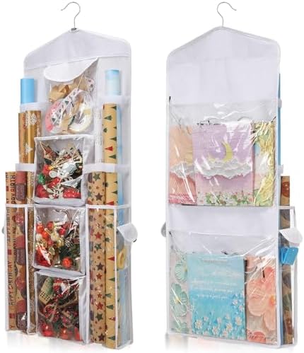 EXLIFBAG Wrapping Paper Storage, Double-Sided Hanging Storage, White by EXLIFBAG