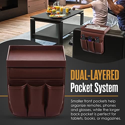 Armchair Caddy, Couch Caddy, Recliner Accessories, Armrest Organizer Brown - Image 6