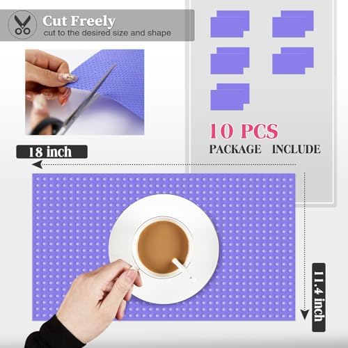 10Pcs Refrigerator Liners, Washable Fridge Liner Shelf Mats Refrigerator Pads for Cupboard Cabinet Drawer Home Kitchen Accessories Organization (Purple) - Image 2