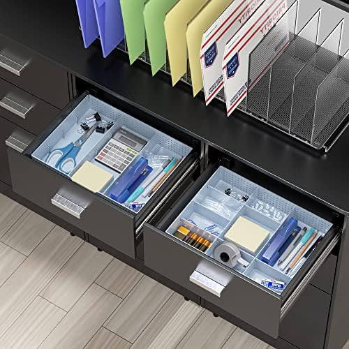 Simple Houseware Drawer Organizer Tray, 9 Adjustable Compartments, Blue - Image 2