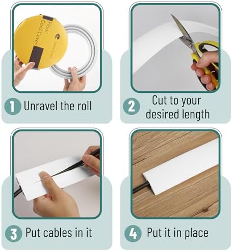 Bates- Floor Cord Cover, 6ft, Cable Cavity 0.6" (W) x 0.31" (H), Heavy Duty Wire Protector, PVC Extension Cords Hider, Protect Cords, Prevent Cable Trips, Cord Hider for Office, Home, Outdoor - Image 4