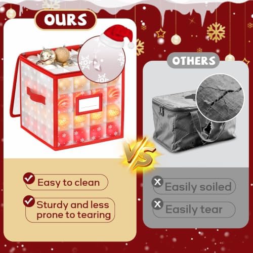 Christmas Ornament Storage Box, 64 Ball Container with Adjustable Dividers - Image 4