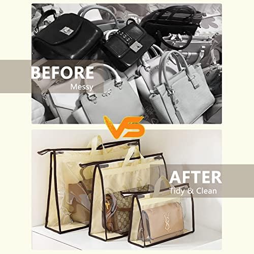 Clear Handbag Storage Bags Purse Organizer for Closet, Zipper Hanging Storage Bag for Handbags, XL, 2PCS - Image 3
