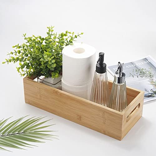 Toilet Tank Paper Basket for Back of Tank Top, Bamboo Bathroom Storage for Organizing (15 x 6 x 4 inch) (Pack of 2) - Image 3