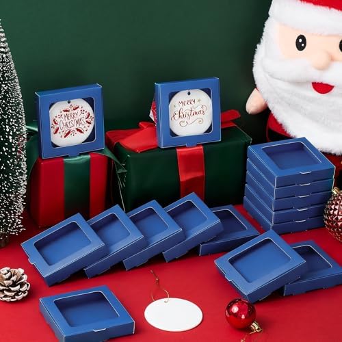 Dunzoom 25 Pcs Christmas Sublimation Blanks Ornament Gift Box, Dark Blue - Image 6