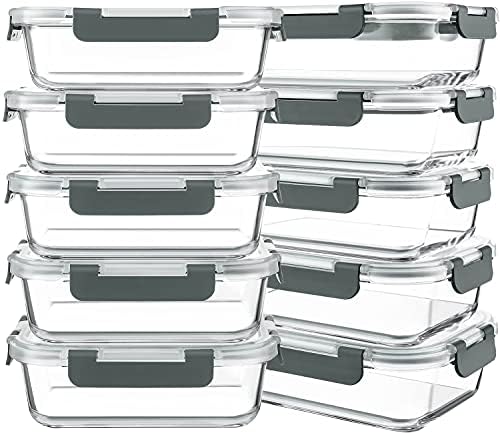 KOMUEE 10 Packs 30 oz Glass Meal Prep Containers with Lids by KOMUEEUS