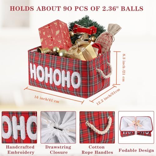 Christmas Baskets Gifts Baskets Empty Farmhouse Ornament Box Gift Storage Canvas Organizer Bin for Christmas Storage Organizing Xmas Gifts Baskets for Nursery/Living room, Kids Toy Chest, Large - Image 4