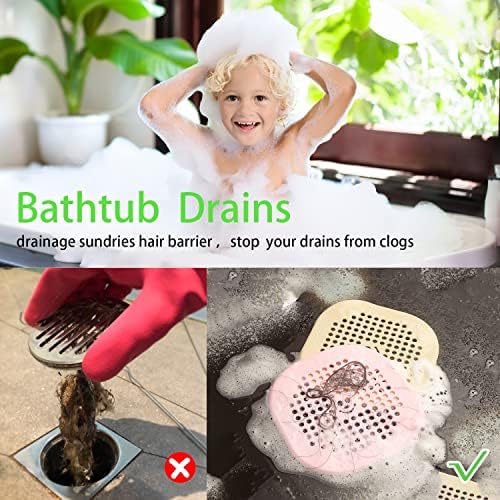 Drain Cover Hair Catcher Drain Plug Hair Stopper Drain Protector for Shower Bathroom Accessories Bathtub Lotus Pink 2 Pack - Image 2