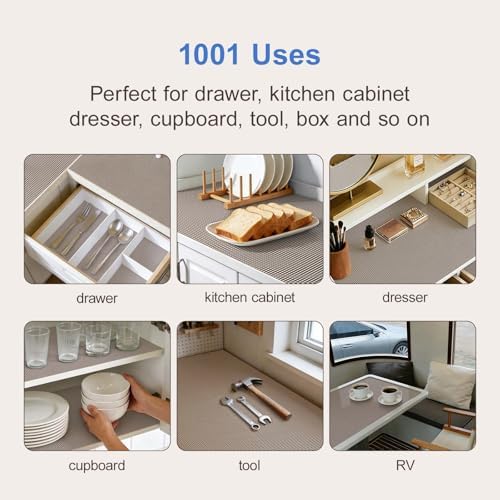 Non Adhesive Shelf Liner, 11.8 in x 9.8 ft, Wheat - Image 2