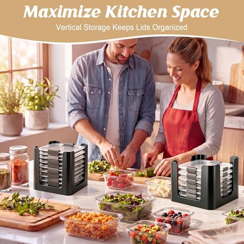 3-Piece Food Container Lid Organizer for Kitchen Cabinets - Image 4