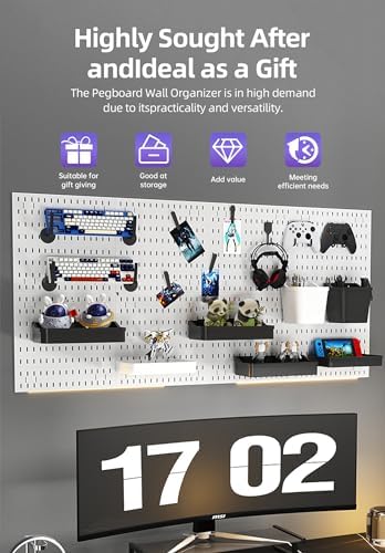 Pegboard Wall Organizer Kit, Modular Storage System, White - Image 6