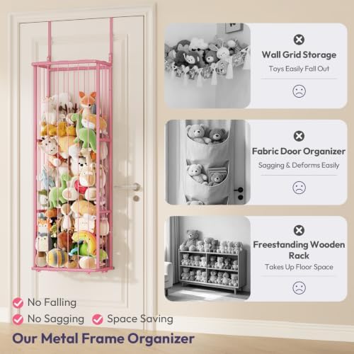SWTYMIKI Hanging Stuffed Animal Storage - Over Door Toy Organizer, 3-Tier - Image 4