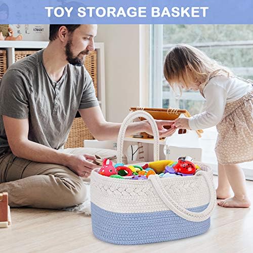 ABenkle Baby Diaper Caddy Organizer, Cotton Rope Nursery Storage Basket - Image 6