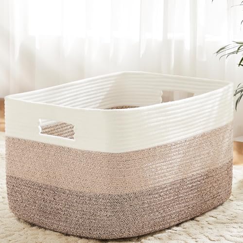 Artfeel Blanket Basket,Rectangle Woven Baskets for Storage,65L Laundry Basket for Decorative Nursery Blanket,Toys,Dirty Clothes and Magazine in Shelves,Baby Room,and Living Room by Artfeel