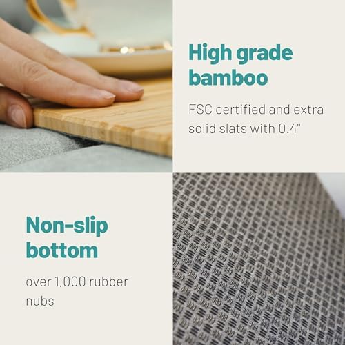 D&D Living® Sofa Tray - Flexible Couch Armrest Organizer with Anti-Slip Cork Pad | Sofa Tray with 18.5x13.4 inches, Sustainable Large Black Bamboo - Image 5