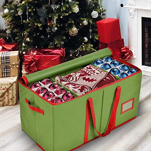Holiday Cheer Premium Christmas Ornament Storage – Christmas Storage Container Perfect for Holiday Decorations and Ornament Storage Box – Fits 128 Holiday Ornaments – Tear-Proof Fabric - Image 2