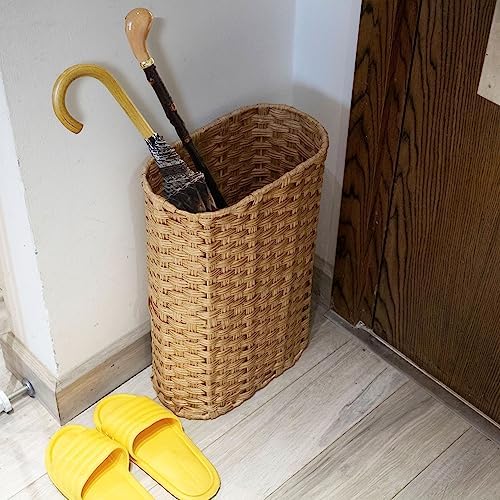 PEMAR Wicker Umbrella Holder, Hand Woven Umbrella Stand Basket Decorative Cane Holder Rack for Home, Entryway Multipurpose Narrow Tall Basket (Natural) - Image 6