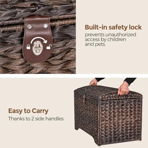 178L Handwoven Wicker Storage Basket with Lid, Large Storage Trunk - Image 4