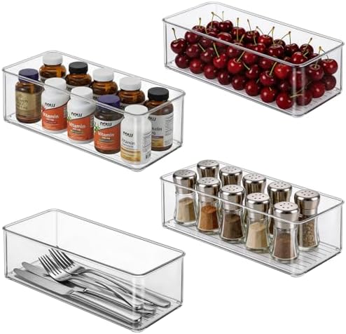 Hudgan 4 Clear Pantry Organizer Bins for Kitchen Drawer, Refrigerator by HUDGAN