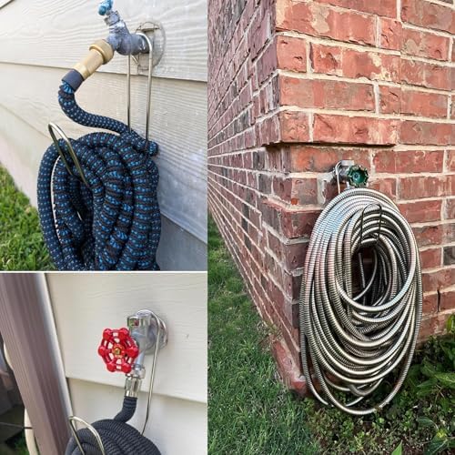 Garden Hose Holder Water Hose Storage Hook Hose Hanger,304Stainless Steel Solid Hose Hook Holds Up to 50Ft Hose Perfect for Garage, Garden, Tool Room(Chrome 1pcs) - Image 4