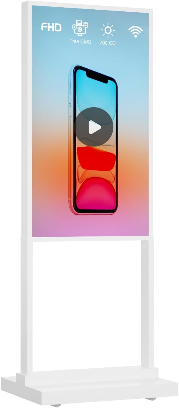 43 Inch Digital Signage Display Kiosk, Indoor Floor Standing Advertising Display Poster, LCD Commercial Display with Auto Media Player, Android System, USB/WiFi