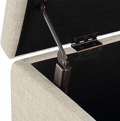 Amazon Basics Upholstered Storage Ottoman Bench with Soft Close Lid, Child-Safety Hinge, No Assembly Required, 35.5"W x 16.5"D x 17"H, Beige - Image 5