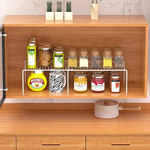 Redrubbit Cabinet Storage Shelf Rack, Expandable Metal Rustproof Kitchen Counter and Cabinet Shelf, Storage Rack Organizer Space Saver for Kitchen, Fridge, Cabinet, Bathroom, White - Image 5
