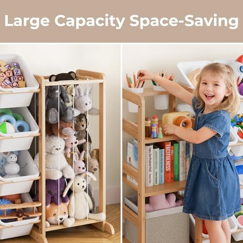 Toy Storage Organizer with Bookshelf and Stuffed Animal Storage - Kids Playroom Organization with 3 Shelves and 12 Bins - Toddler Living Room Toy Box for Collections - Nursery Bedroom Decor Essential - Image 5