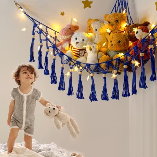 Stuffed Animal Toy Storage Hammock with LED Light,Plushie Net for RoomDecor - Image 3