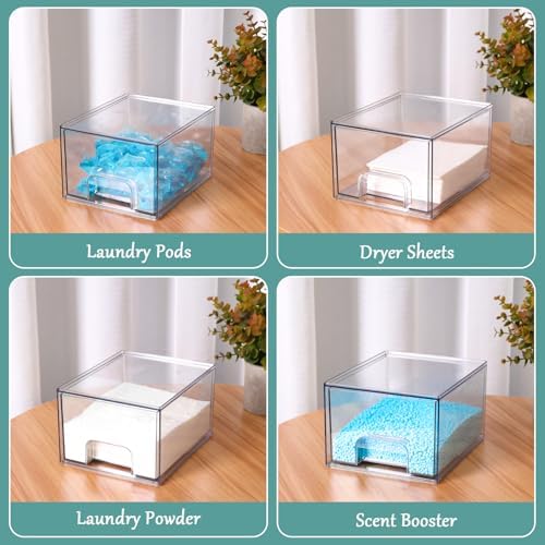 Laundry Pods Container and Dryer Sheet Holder Set, Dishwasher Pods Holder Set, Detergent Pods Storage Box, Scent Booster And Laundry Powder Dispenser Orangizer For Laundry Room, 4 PACK - Image 6