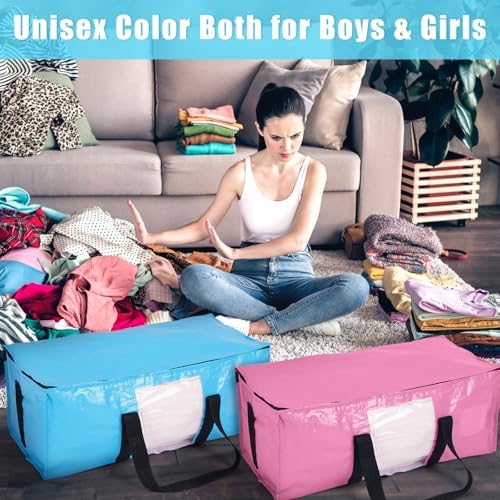 6 Pack Heavy Duty Extra Large Dorm Moving Bags, Pink Purple Blue - Image 5