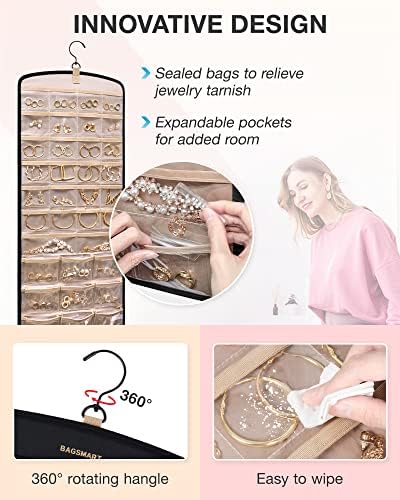 BAGSMART Hanging Jewelry Organizer, Necklace Holder 1 Piece, Large, Black - Image 4