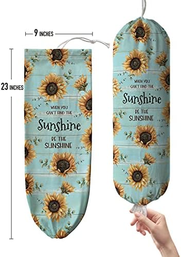 Hglian Sunflower Plastic Bag Holder Be The Sunshine Grocery Bag Organizer Storage-Canvas Extra Large - Image 5