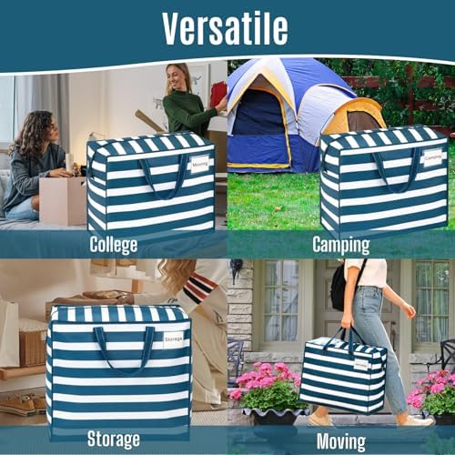 VENO Heavy Duty Moving Bags, 13 Gallon, Classic Navy Stripe, 4 Pack - Image 6