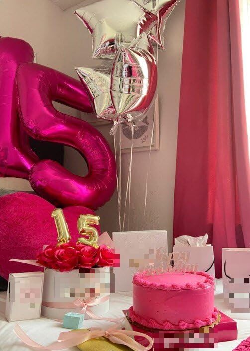 Hot Pink Number 15 Balloon 40 inch, Number 15 Birthday Balloon for Boy Girl, Hot Pink Foil 15 for 15 Birthday Party, Anniversary Celebration Number Balloons Decorations
