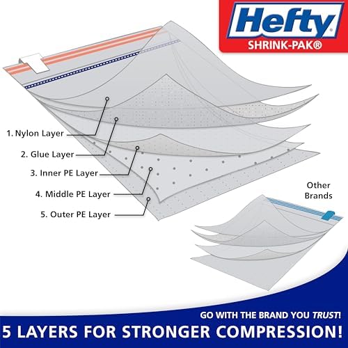 Hefty Shrink-Pak - 4 Large Vacuum Storage Bags for Clothes, Pillows, Towels, or Blankets - Space Saver Vacuum Sealer Bags Ideal Under Bed Storage Solutions - Image 2