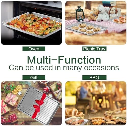 Baking Sheet with Cooling Wire Rack Set, Stainless Steel 2 Pans + 2 Racks - Image 7