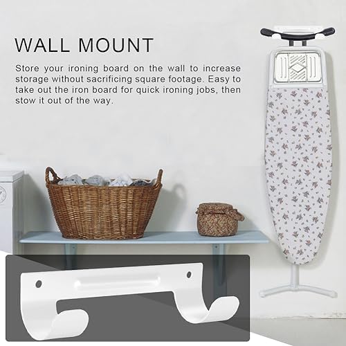 Ironing Board Holder Wall Mount, Ironing Board Hanger Organizer with Screws, Wall Rack for Y-Leg and T-Leg Ironing Boards, Laundry Room Storage Organizer,White - Image 3